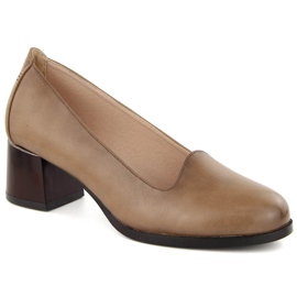 Zapatos tacón mujer beige Potocki 12545