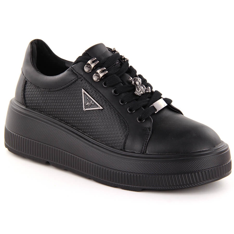 Zapatos de mujer de piel negra con plataforma Filippo DP6382 negro
