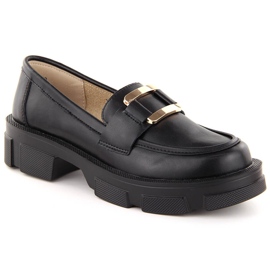 Zapatos de piel, mocasines negros de mujer Filippo DP6099