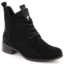 M. DASZYŃSKI Botas de mujer con cordones y cremallera con aislamiento negro M.Daszyński SA198-24