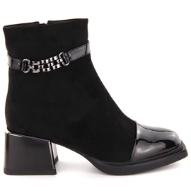 Botines de mujer con tacón decorativo negro D&amp;A S.Barski Premium Collection MR880-018