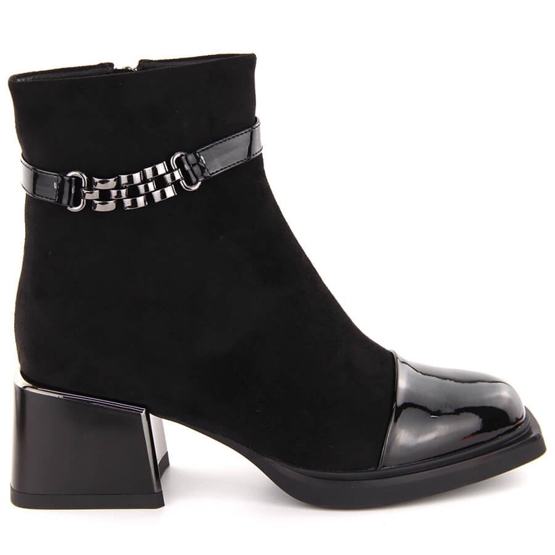Botines de mujer con tacón decorativo negro D&amp;A S.Barski Premium Collection MR880-018