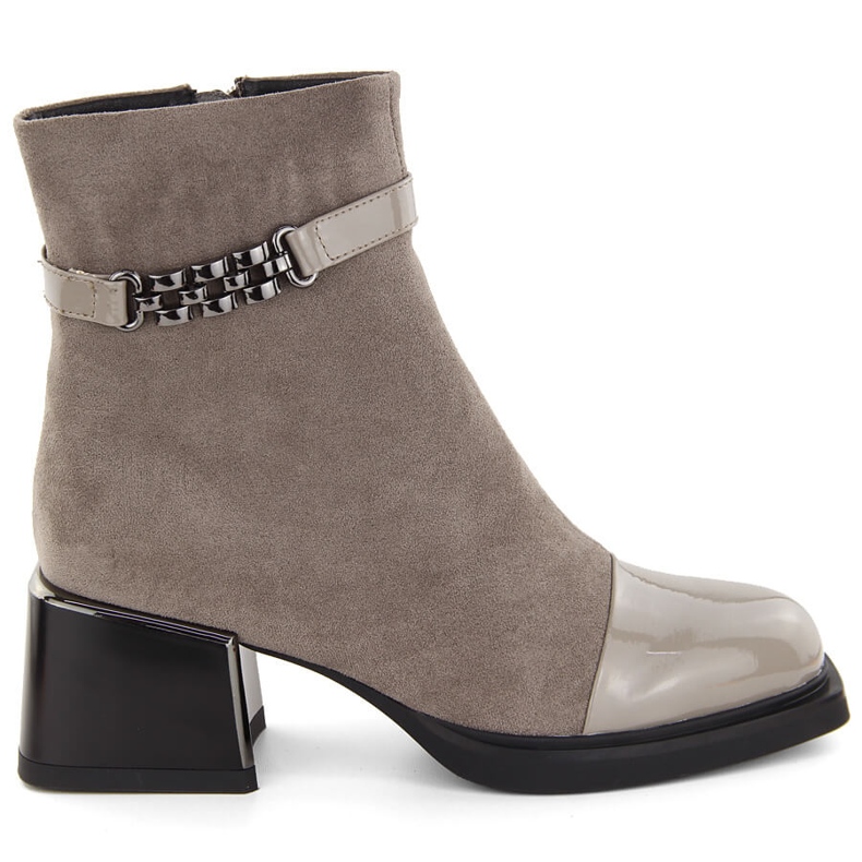 Botines de mujer con tacón decorativo D&amp;A S.Barski Colección Premium MR880-018 beige