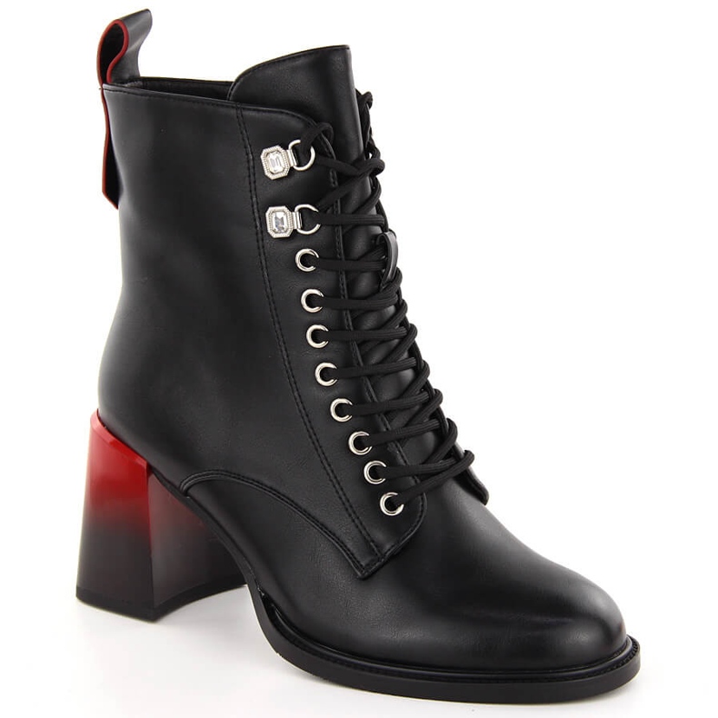 Botines de mujer con tacón decorativo negro D&amp;A S.Barski Premium Collection MR880-132