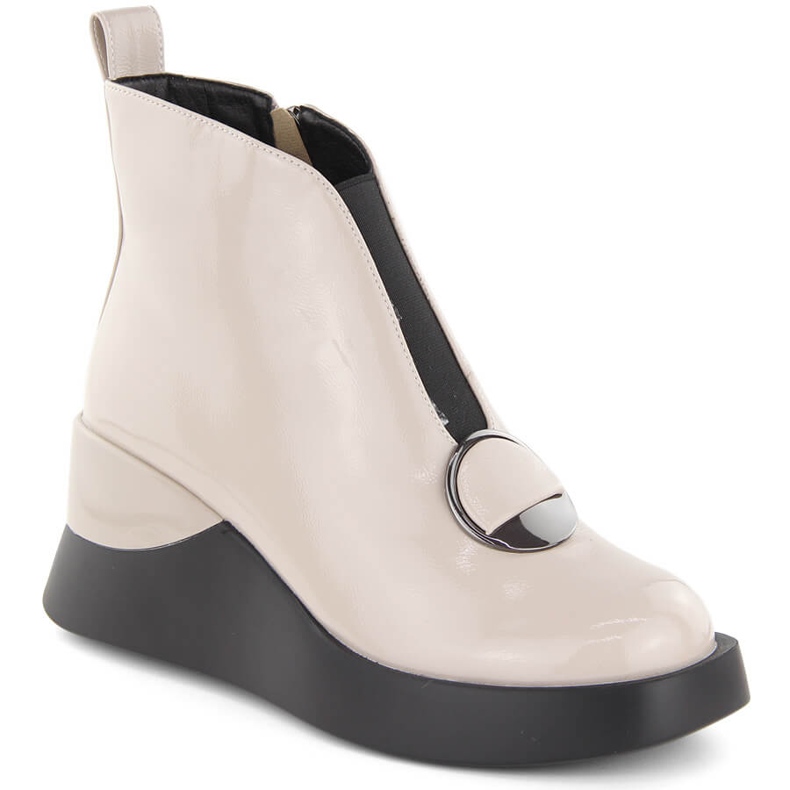 Botas cuña mujer charol D&amp;A S.Barski Colección Premium MR880-136 beige