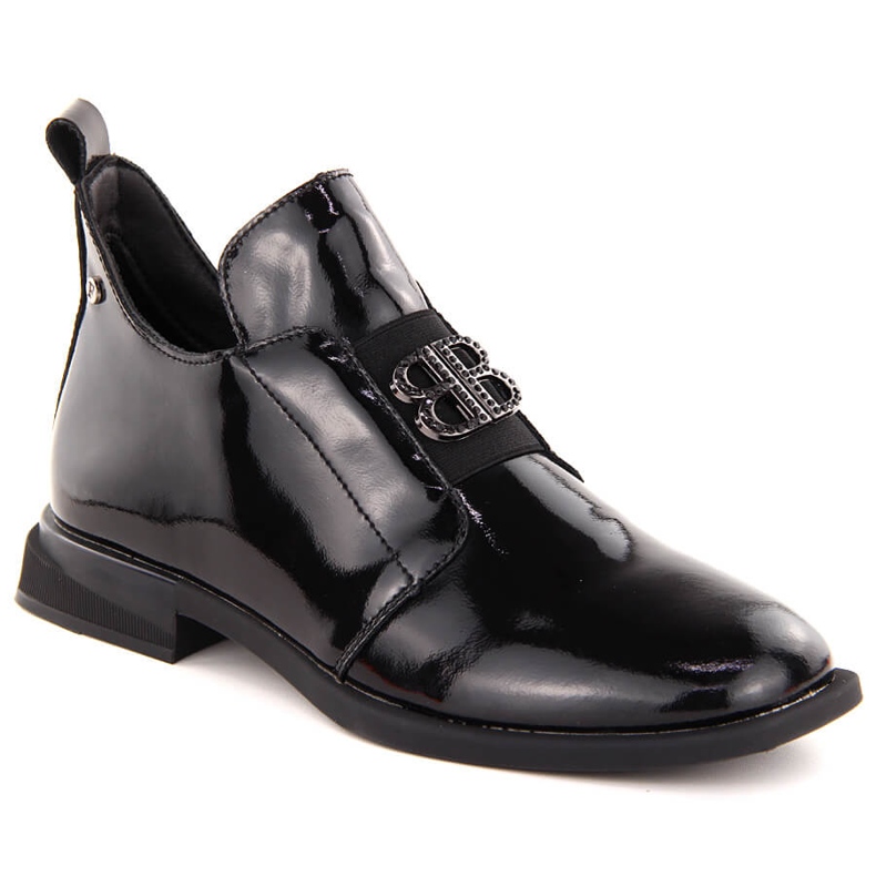 Botines de mujer de charol con decoración, negro Filippo DBT4763