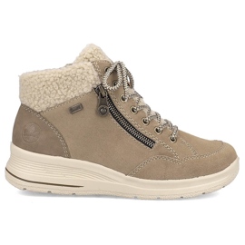 Botines de mujer impermeables piel beige Rieker L7701-24