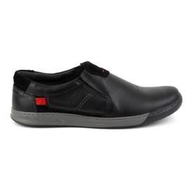 KOMODO Zapatos de hombre, mocasines de piel 934K, negro