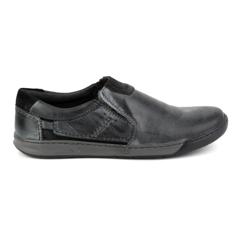 KOMODO Zapatos sin cordones de piel para hombre 934K, gris