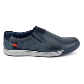 KOMODO Zapatos slip-on de piel para hombre 934K, azul marino