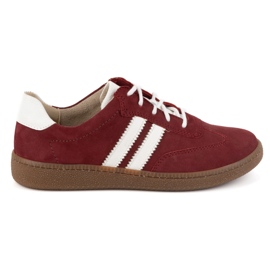 Olivier Zapatos mujer piel Modelo 1259 deportivas burdeos rojo
