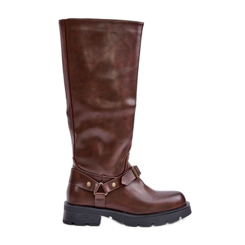 Botas De Mujer Aislante Con Cremallera Piel Ecológica Marrón Tialethe