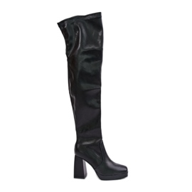 Botas por encima de la rodilla con tacón alto, Negro Liatheia