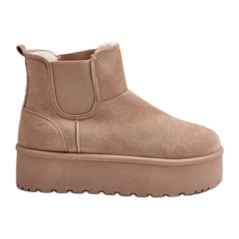 Botas de nieve para mujer con plataforma y inserciones elásticas, beige claro Rialine