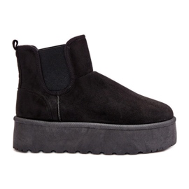 Botas de nieve de mujer con plataforma y inserciones elásticas negro Rialine