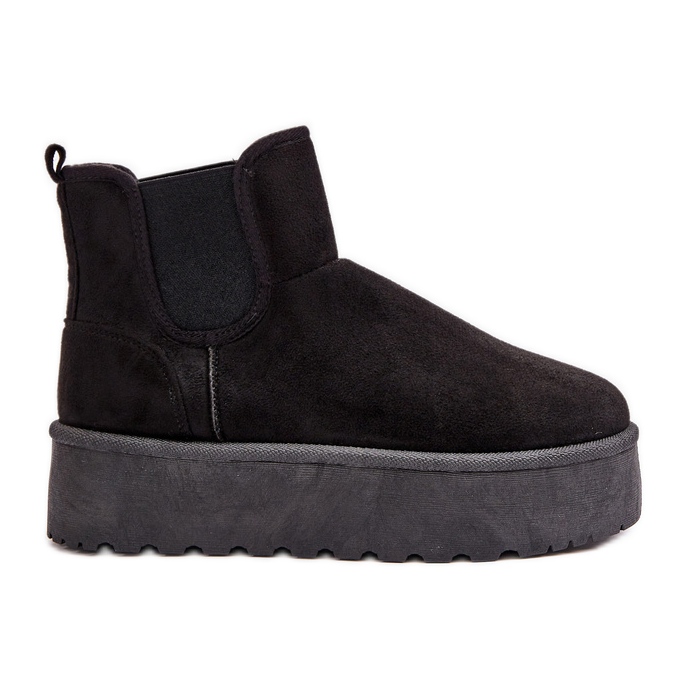 Botas de nieve de mujer con plataforma y inserciones elásticas negro Rialine Botas de nieve de mujer con plataforma y inserciones elásticas negro Rialine