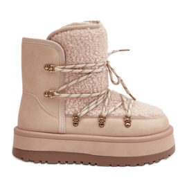 Botas de nieve para mujer con plataforma y cordones, beige claro Riaviana