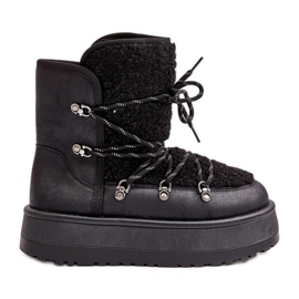 Botas de nieve de mujer con plataforma y cordones negro Riaviana
