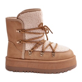 Botas de nieve para mujer con plataforma y cordones, beige claro Riaviana marrón