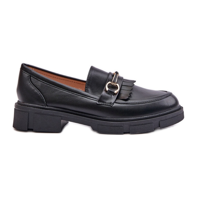 Mocasines De Mujer Con Adorno, Piel Ecológica, Tialorae Negro