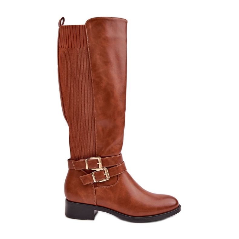 Botas Planas Por Encima De La Rodilla De Mujer Con Hebillas Lotina Camel marrón