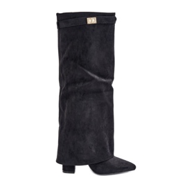 Botas De Mujer De Ante Ecológico Con Tacón Subido, Bralise Negro