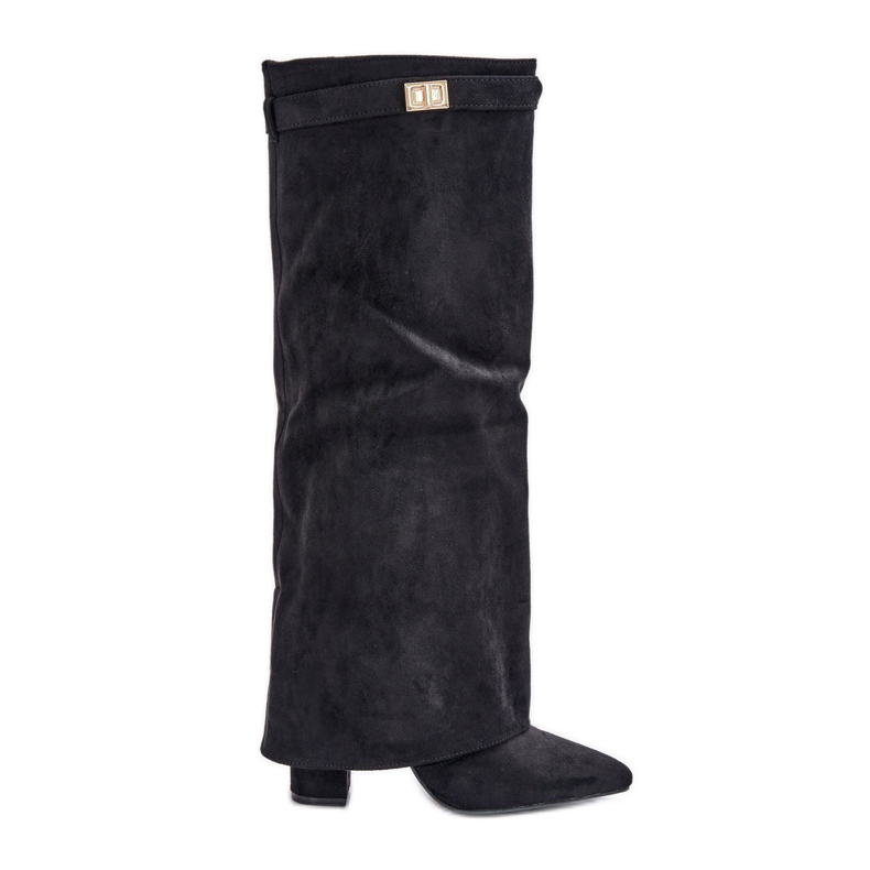 Botas De Mujer De Ante Ecológico Con Tacón Subido, Bralise Negro