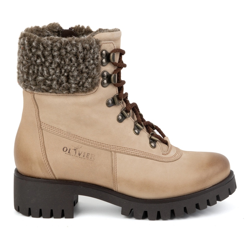 Olivier Botas de piel para mujer, botas de invierno con aislamiento, 330BB, beige
