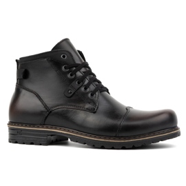 Polbut Botas de invierno con aislamiento para hombre fabricadas en piel natural C15S, kabir negro
