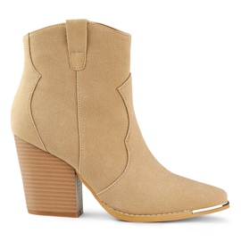 Botas cowboy clásicas de mujer en ante y tacón alto en color beige