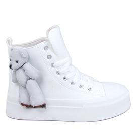 Rooks Zapatillas blancas con osito de peluche blanco