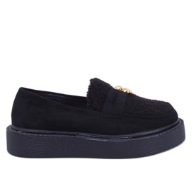 Mocasines Anisha Black con plataforma y borreguillo negro