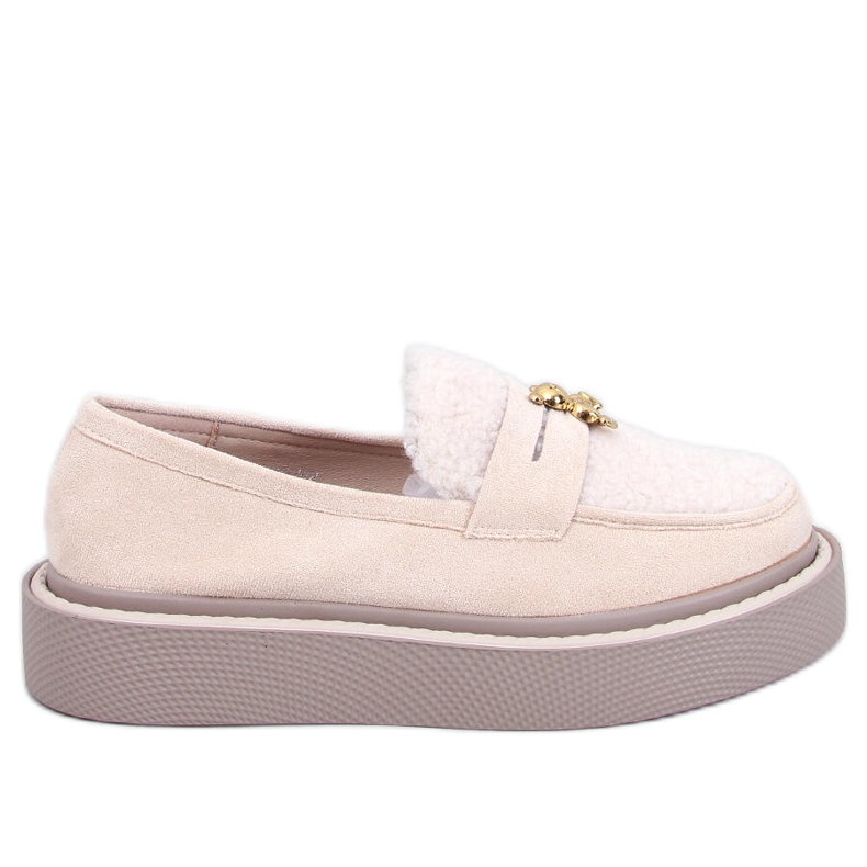 Anisha Mocasín plataforma beige con borreguito