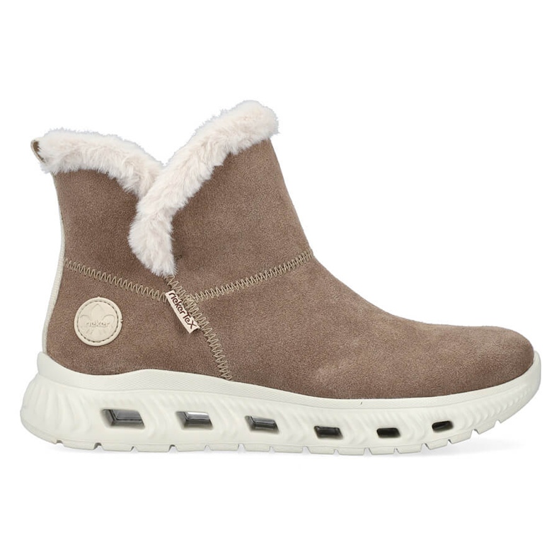Botines de mujer de piel impermeables, botas de nieve beige Rieker M6050-64