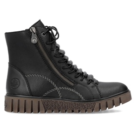 Botines de mujer de piel negra con plataforma Rieker Y3410-00 negro