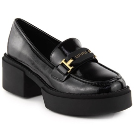 Mocasines mujer tacón charol negro Vinceza 58313