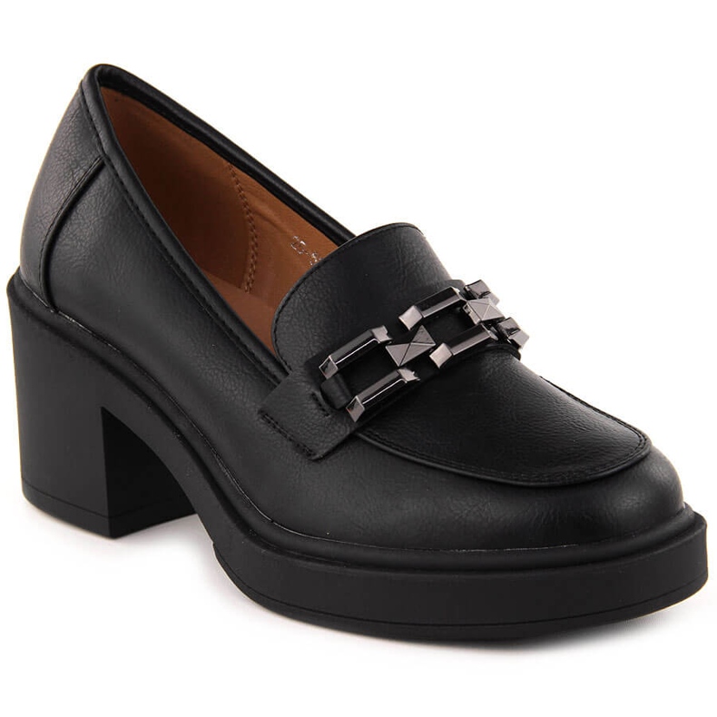 Zapatos de mujer Vinceza negros de tacón con cadena Zapatos de mujer Vinceza negros de tacón con cadena