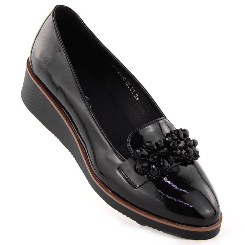 Zapatos mujer charol con adorno negro Vinceza 58400