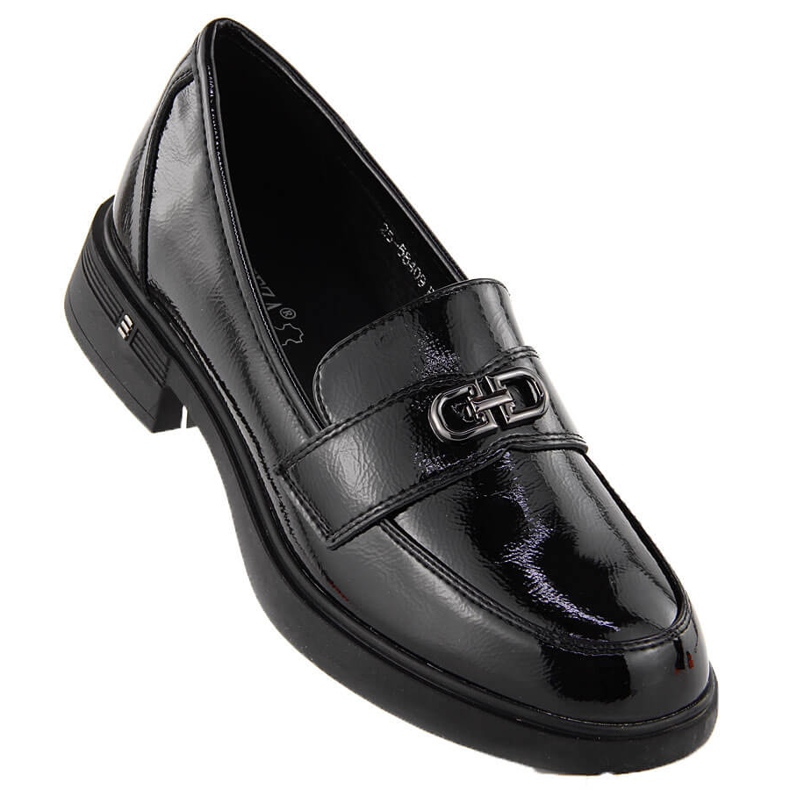Mocasines de mujer en charol, negro, Vinceza 58409