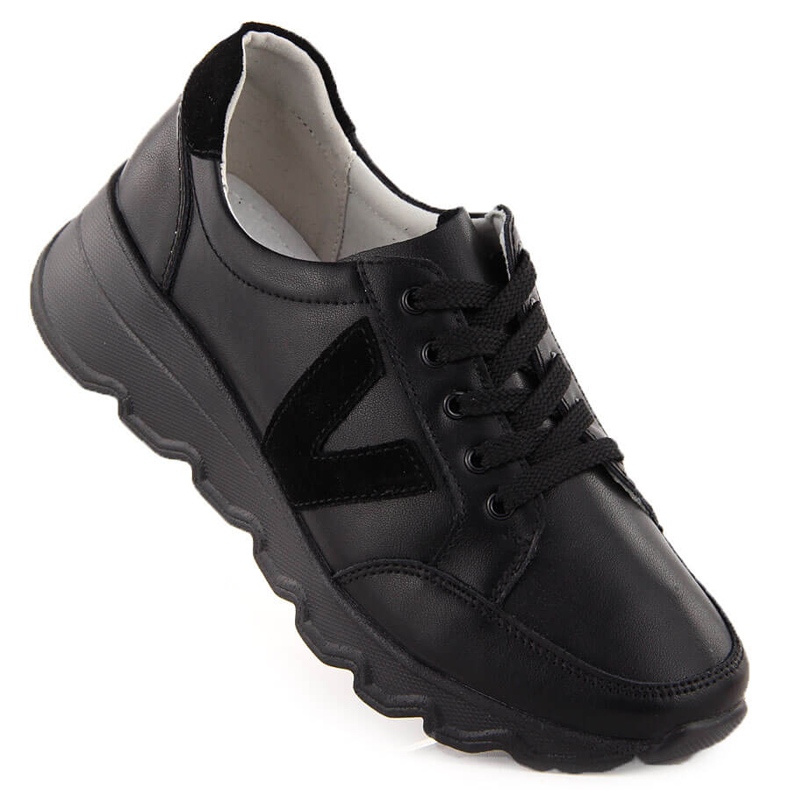 Deportivas cuña mujer piel negra Vinceza 7918 negro