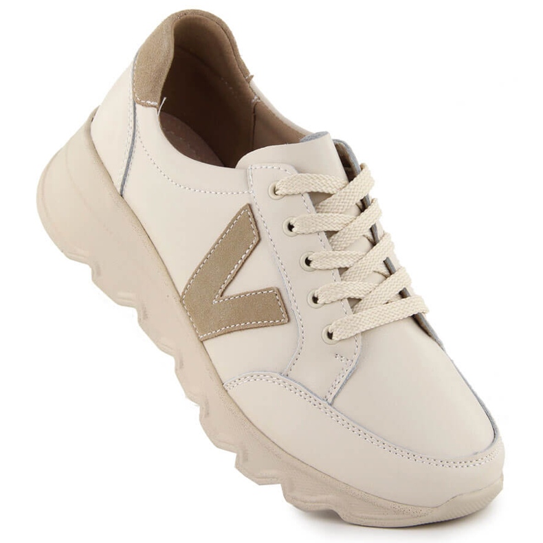 Deportivas cuña mujer piel beige Vinceza 7918