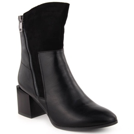 Botas de tacón alto con aislamiento para mujer, negras Jezzi ASA217-9 negro