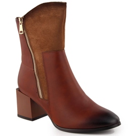Botines de mujer aislantes de tacón marrón Jezzi ASA217-9
