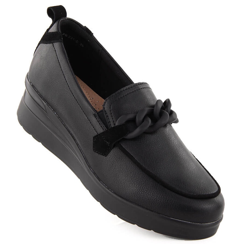 Zapatos mujer de piel con cadena negro Sergio Leone PB231-S