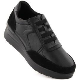 Deportivas cuña mujer piel negro Sergio Leone PB236-S