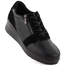 Deportivas cuña mujer piel negro Sergio Leone PB236-S