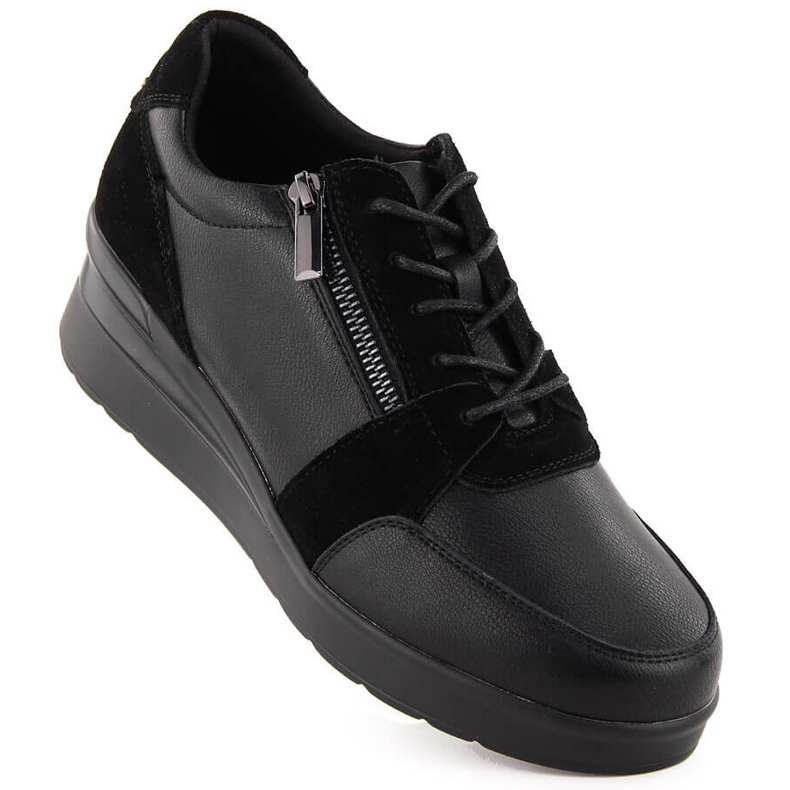 Deportivas cuña mujer piel negro Sergio Leone PB236-S