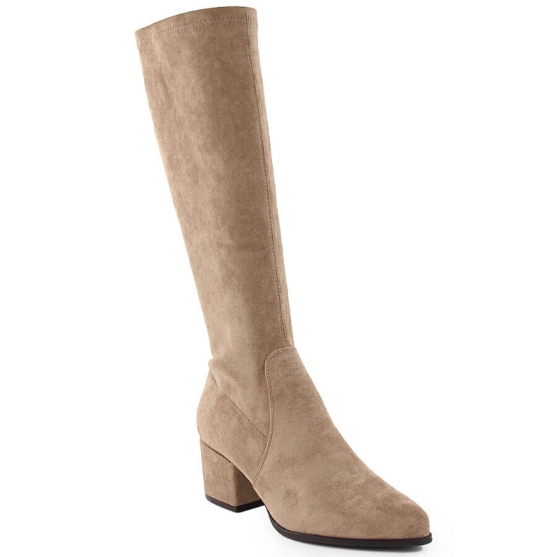 Botas tacón mujer ante beige Sergio Leone KZ212
