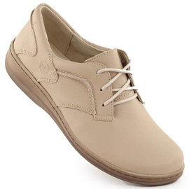 Zapatos cómodos mujer piel beige Helios 715