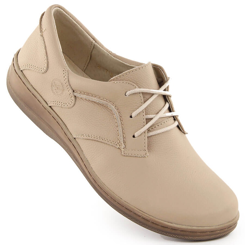 Zapatos cómodos mujer piel beige Helios 715